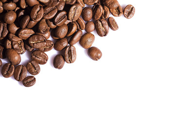 Roasted coffee beans on white background 
