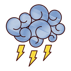 blue cloud thunderbolt storm cartoon image vector illustration drawing design