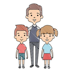 cute father with kids avatars characters vector illustration design