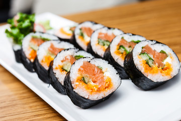 Rolls with salmon