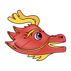 cute head red dragon animal mythological chinese vector illustration drawing design