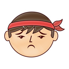 cartoon sad face chinese man vector illustration drawing design