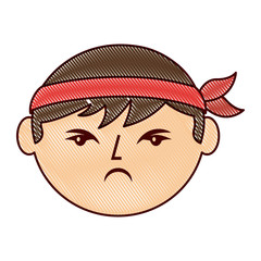 cartoon face angry chinese man vector illustration drawing design