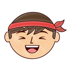 cartoon face laughing chinese man vector illustration drawing design