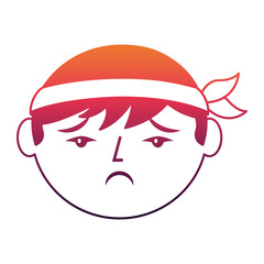 cartoon sad face chinese man vector illustration