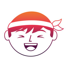 cartoon face laughing chinese man vector illustration