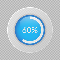 60 percent pie chart on transparent background. Percentage vector infographics. Circle diagram isolated. Business illustration icon for marketing project, finance, financial report, web design