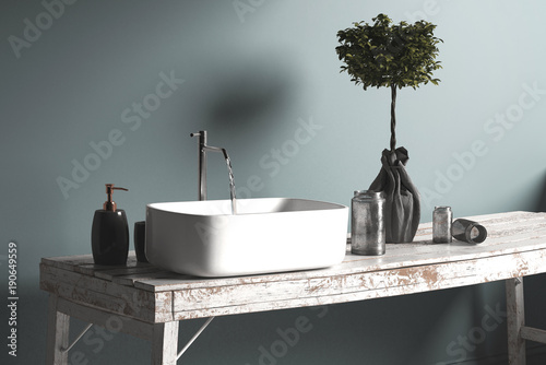 "Rustiakeler antiker Waschtisch mit Waschbecken. Vintage Stil" Immagini