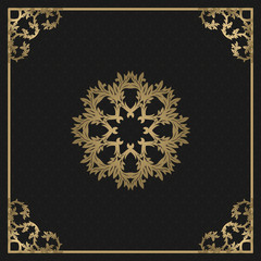 Vintage gold background, vector square ornamental frame with place for text. Can be used for documents, book cover, album, menu, poster, certificate.