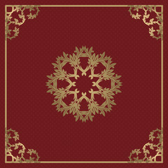Vintage gold background, vector square ornamental frame with place for text. Can be used for documents, book cover, album, menu, poster, certificate.