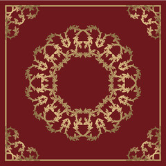 Vintage gold background, vector square ornamental frame with place for text. Can be used for documents, book cover, album, menu, poster, certificate.