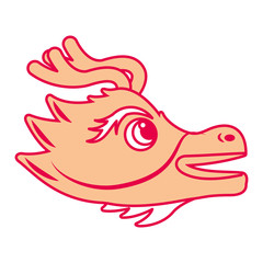 cute head orange dragon  animal mythological chinese vector illustration