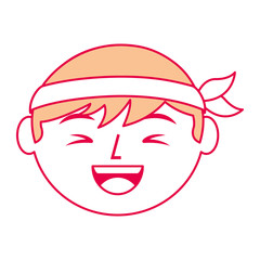 cartoon face laughing chinese man vector illustration