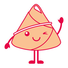 kawaii happy rice dumpling winking cartoon vector illustration