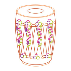 musical instrument punjabi drum dhol indian traditional vector illustration line color design
