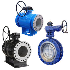 a group of modern industrial locking devices for control  of gas flows and liquids