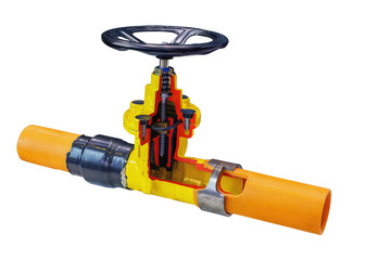 the incision shut-off valve with manual control  isolated on white background