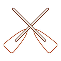 two wooden crossed boat oars sport vector illustration line color design