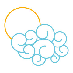 blue cloud and sun climate cartoon image vector illustration line color design