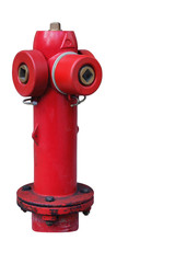 old street fire hydrant to extinguish a fire closeup isolated on white background