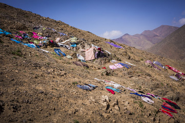 Drying carpets at the High Atlas