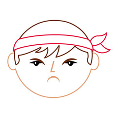 cartoon face angry chinese man vector illustration line color design
