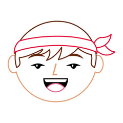 cartoon face cartoon happy chinese man vector illustration line color design