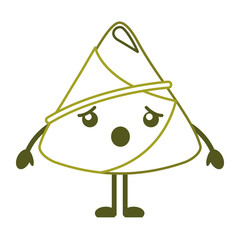 kawaii rice dumpling surprised cartoon vector illustration line color design