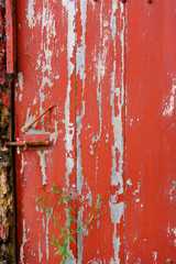 Old wood door painted red