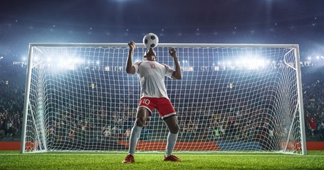 Soccer game moment  on professional stadium
