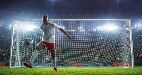 Soccer game moment  on professional stadium
