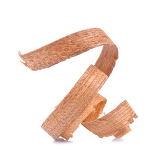 Wood shavings isolated on white background