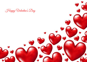 Red   hearts  for  Valentines day  greeting card.