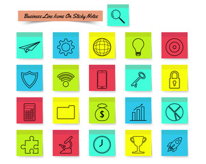 Business Line Icons On Sticky Notes