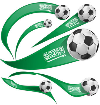 .Saudi Arabia flag set with soccer ball