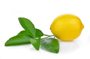 Lemon with leaf Isolated on a white background
