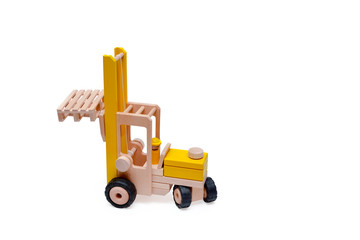 Forklifting truck wooden toy