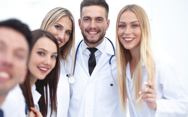 closeup.Portrait of a doctor and medical team