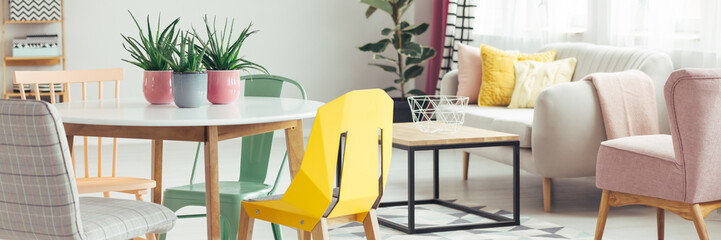 Yellow chair in living room