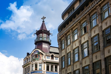 Fototapeta na wymiar street view of downtown Leipzig, Germany