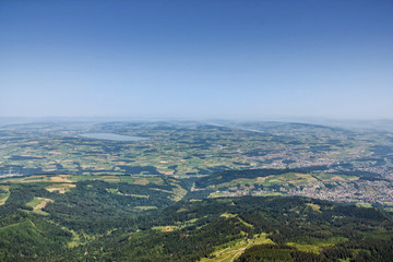 Fototapeta premium View from the mountain Pilatus at Lucerne, Switzerland, with copyspace