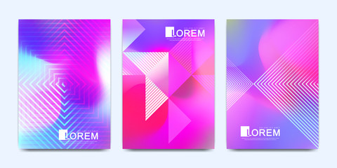 Modern vector template for brochure, leaflet, flyer, cover, catalog in A4 size. Abstract fluid 3d shapes vector trendy liquid colors backgrounds set. Colored fluid graphic composition illustration.