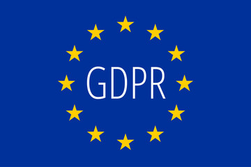GDPR text inside the flag of European union. Regulation and protection of personal data. EPS10 vector.