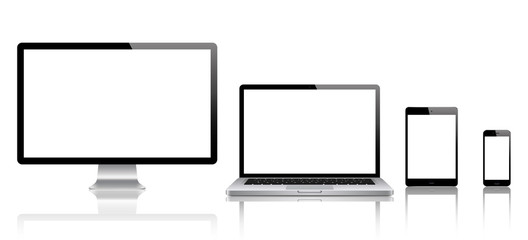 Computer, laptop, tablet, phone set . Vector illustration