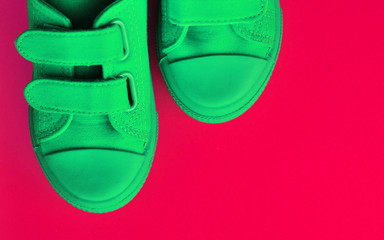 Trend colors. Shoes on colorful background 
