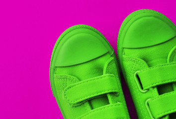 Trend colors. Shoes on colorful background
