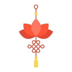 Lotus Chinese knot, decorate for Chinese new year, meaning luck, flat design icon