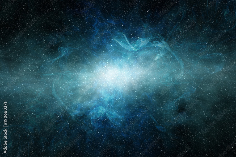 Wall mural glowing light in a blue interstellar cloud