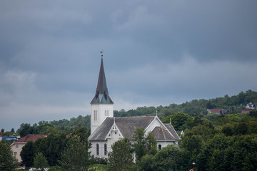 Fototapeta na wymiar Sortland church is a parish church in the town of Sortland in Nordland county, Norway. Sortland church was opened in 1901.