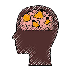  human head face brain science mind intelligence vector illustration